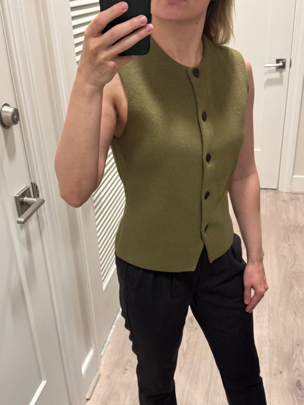 COS Olive Green Sleeveless Buttoned Knit Camisole